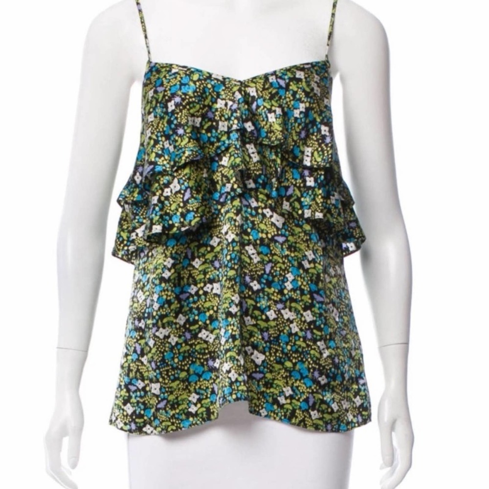 TIBI Silk Ditsy Garden Camisole Tank Top Cami 0